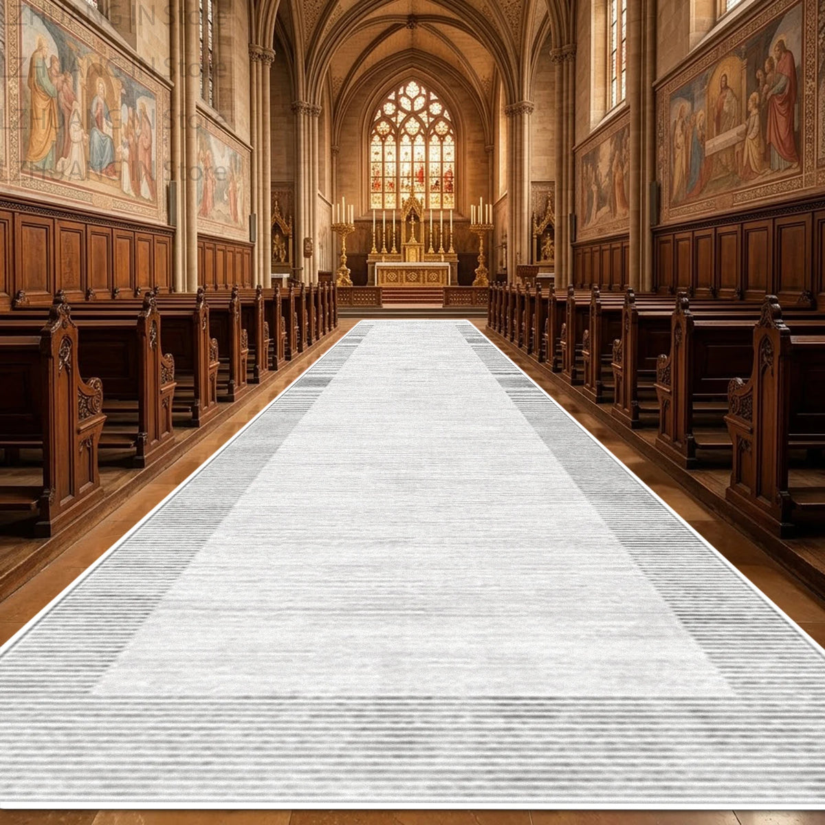 Red Luxury European Style Long Corridor Carpet Decoration Church Wedding Non-slip Soft Runner Rug Easy Clean Lint-free Floor Mat