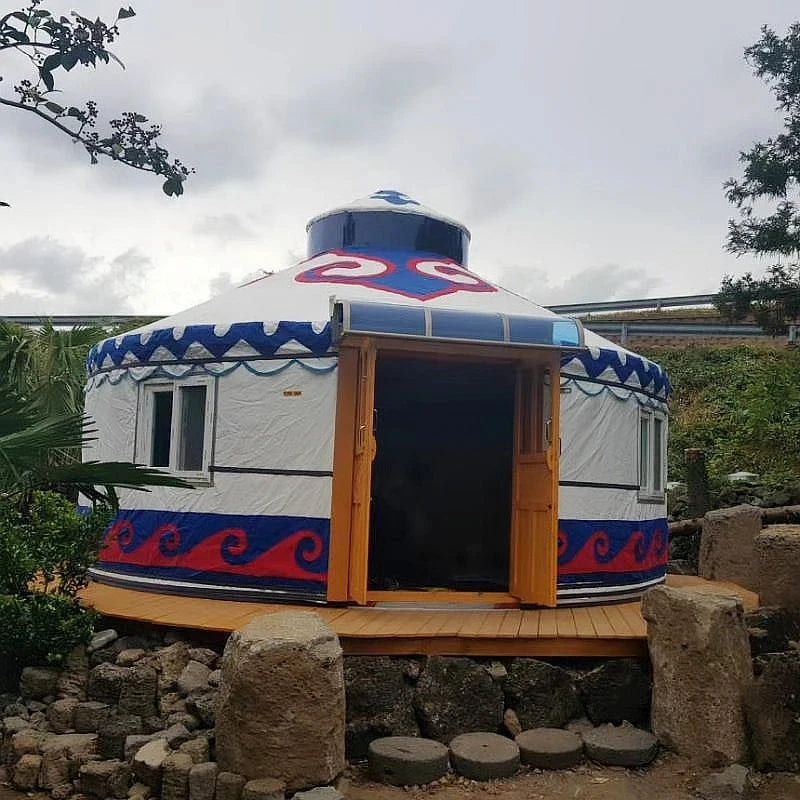 High Quality Steel Frame Outdoor Mongolian Yurt House Geodesic Safari Tents for Camp Site
