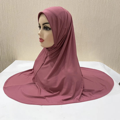 H124 Adults high quality big size muslim hijab scarf with chin part islamic headscarf hats armia pull on headwrap turban caps