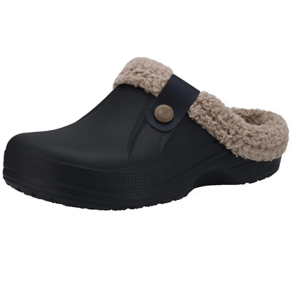 Smile Winter Fuzzy Slippers for Women Men Indoor Outdoor Fur Lined Clogs Waterproof Warm House Slippers Garden Clogs Light Shoes