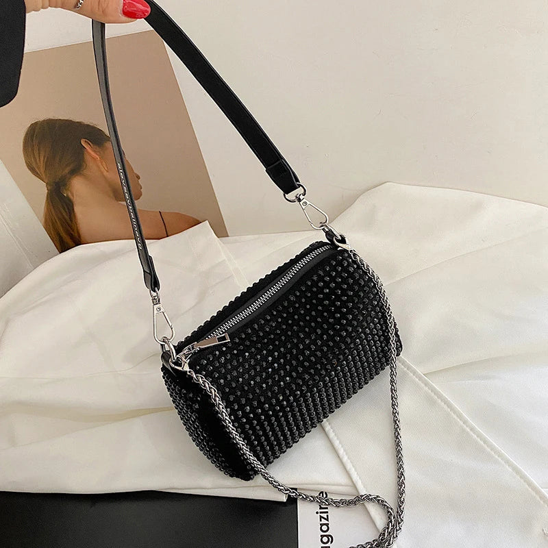Luxury Bright Rhinestone Shoulder Bag Ins Style Crossbody Bag Fashionable Versatile Handbag Armpit Bags For Women Girls Gift
