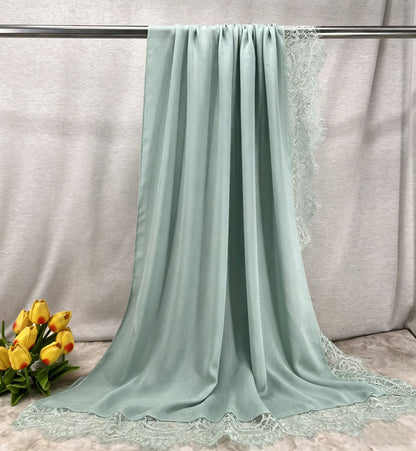 2026 New Rayon Cotton Modal Hijab Scarf Lace Splicing Turban Breathable Women Shawl Cotton Plain Scarf Headscarf Women Hijabs
