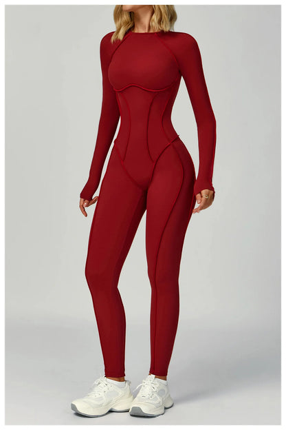 Sexy Hollow Back Long Sleeve Yoga Jumpsuit Women Quick Dry One-piece Yoga Suit Gym Training Leggings Playsuit Slim Fit Bodysuits