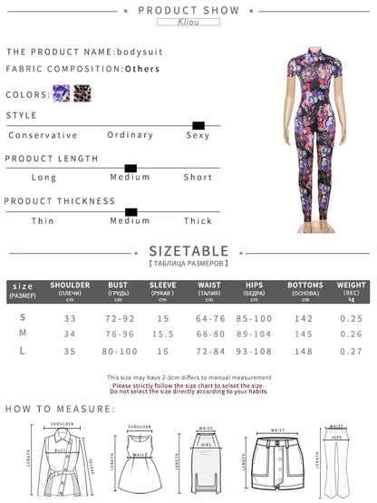 kliou Sexy Printed Women Jumpsuits Fashion New Back Hollow Full Sleeve Stand Collar Slim Overalls Female Midnight Party Clubwear