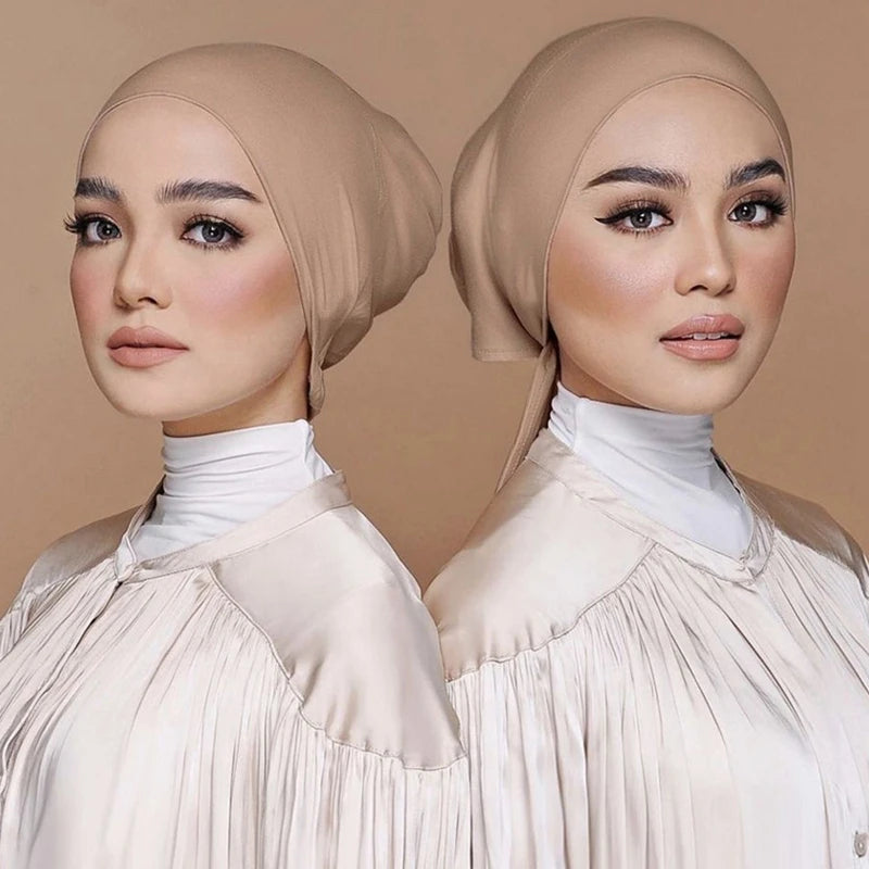 New Soft Modal Muslim Turban Hat Inner Hijab Caps Islamic Underscarf Bonnet India Hats Female Headwrap Turbante Mujer