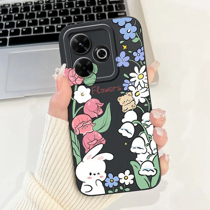 Casing For Redmi 13 Case 13 5G Cute Cat Fashion Luxury Flowers Silicone Shockproof Back Cover For Redmi 13 5G Phone Case Bumper