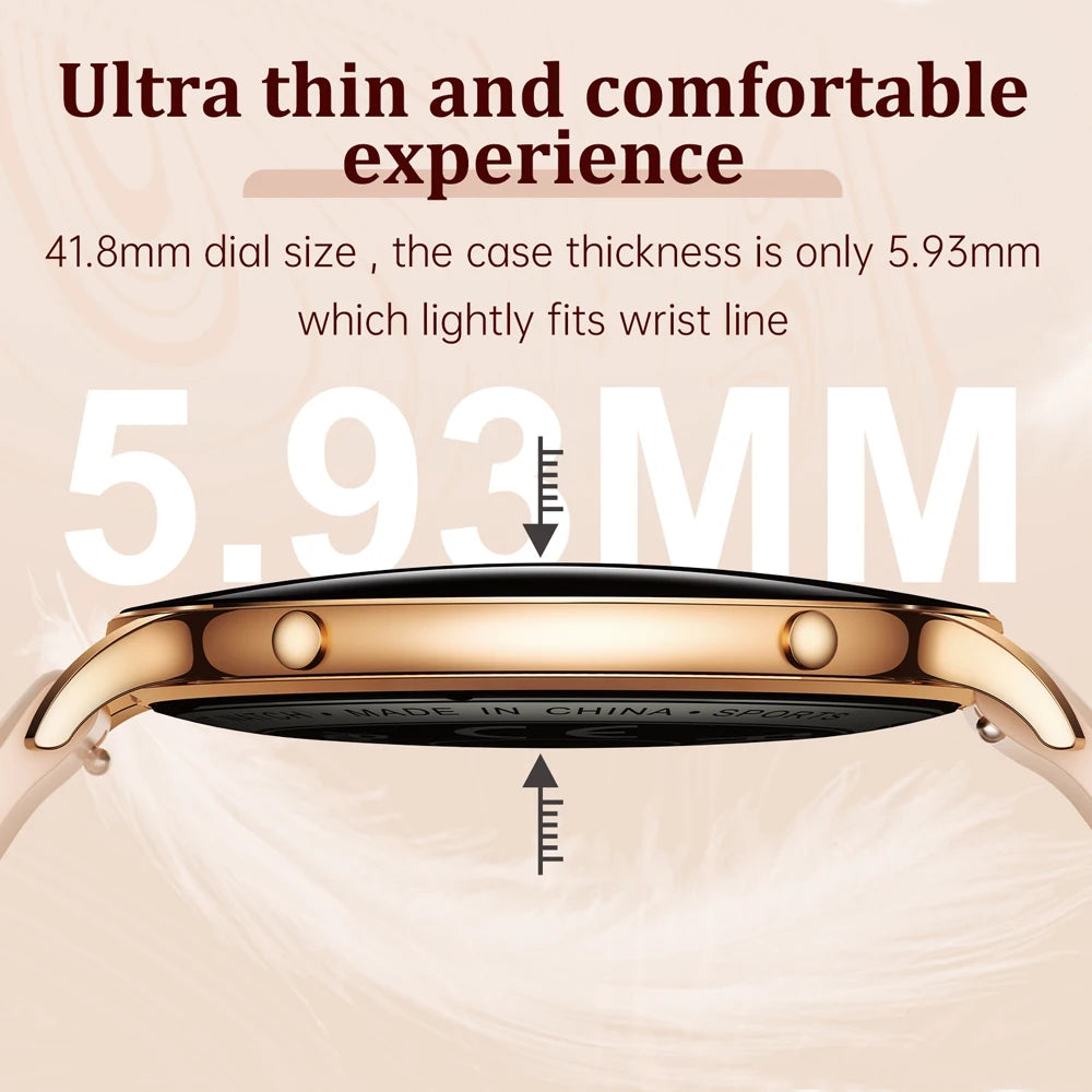 2026 Ultra-Thin Women Smart Watch AMOLED HD GPS Track Always-On Time Display LED Flashlight Bluetooth Call Waterproof Smartwatch