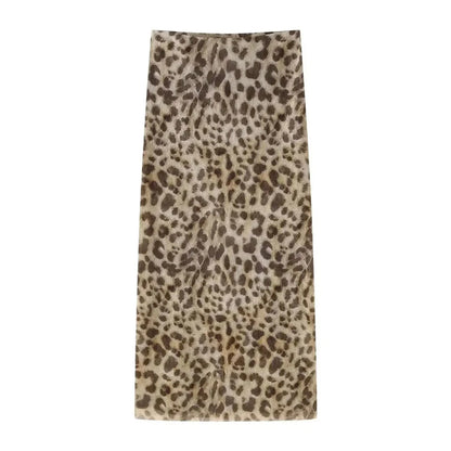 HH Women Leopard Print 2 Piece Outfit Midi Skirt Suit Sexy Summer Backless Strapless Crop Top Fashion Elegant Beach Party Sets