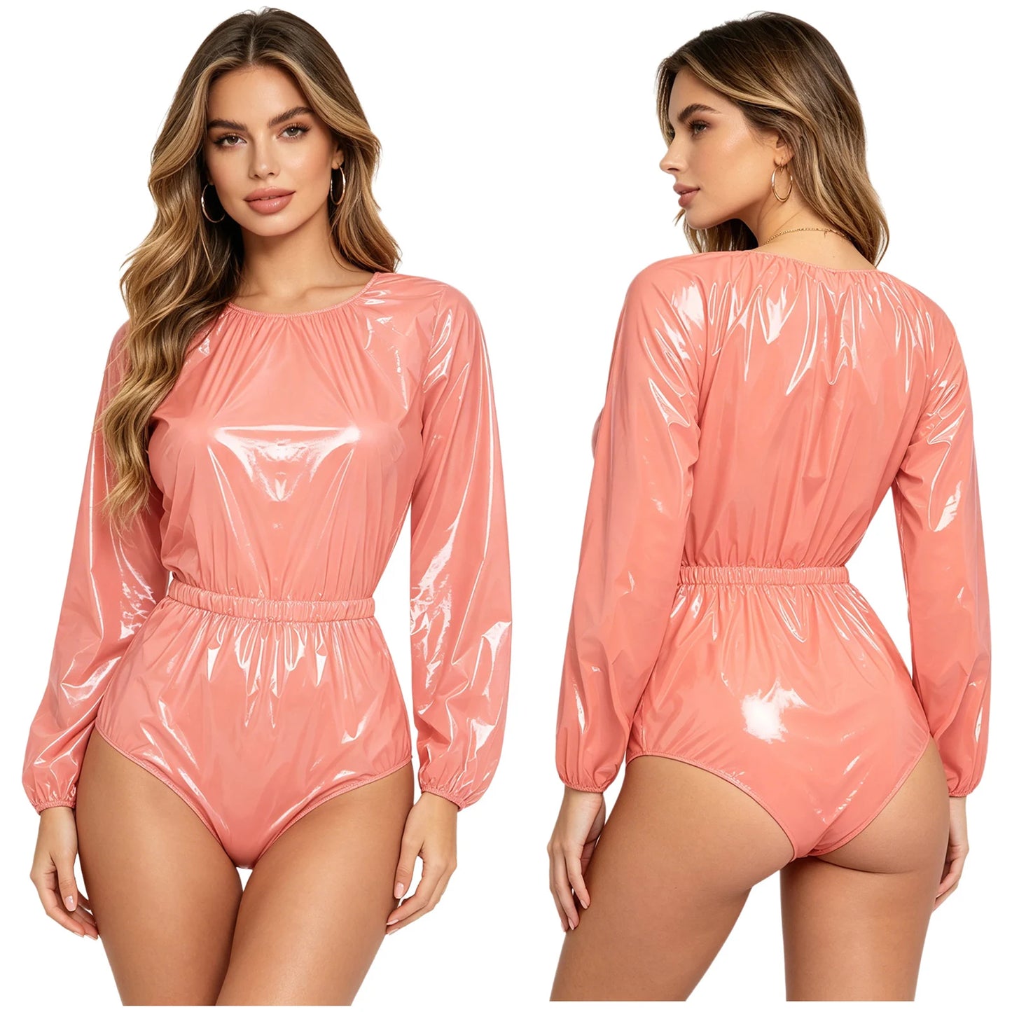 Men Women Waterproof Glossy Bodysuit Leak-proof Washable Diaper Cover Elderly Bedridden Special Needs Adaptive Jumpsuit Swimwear