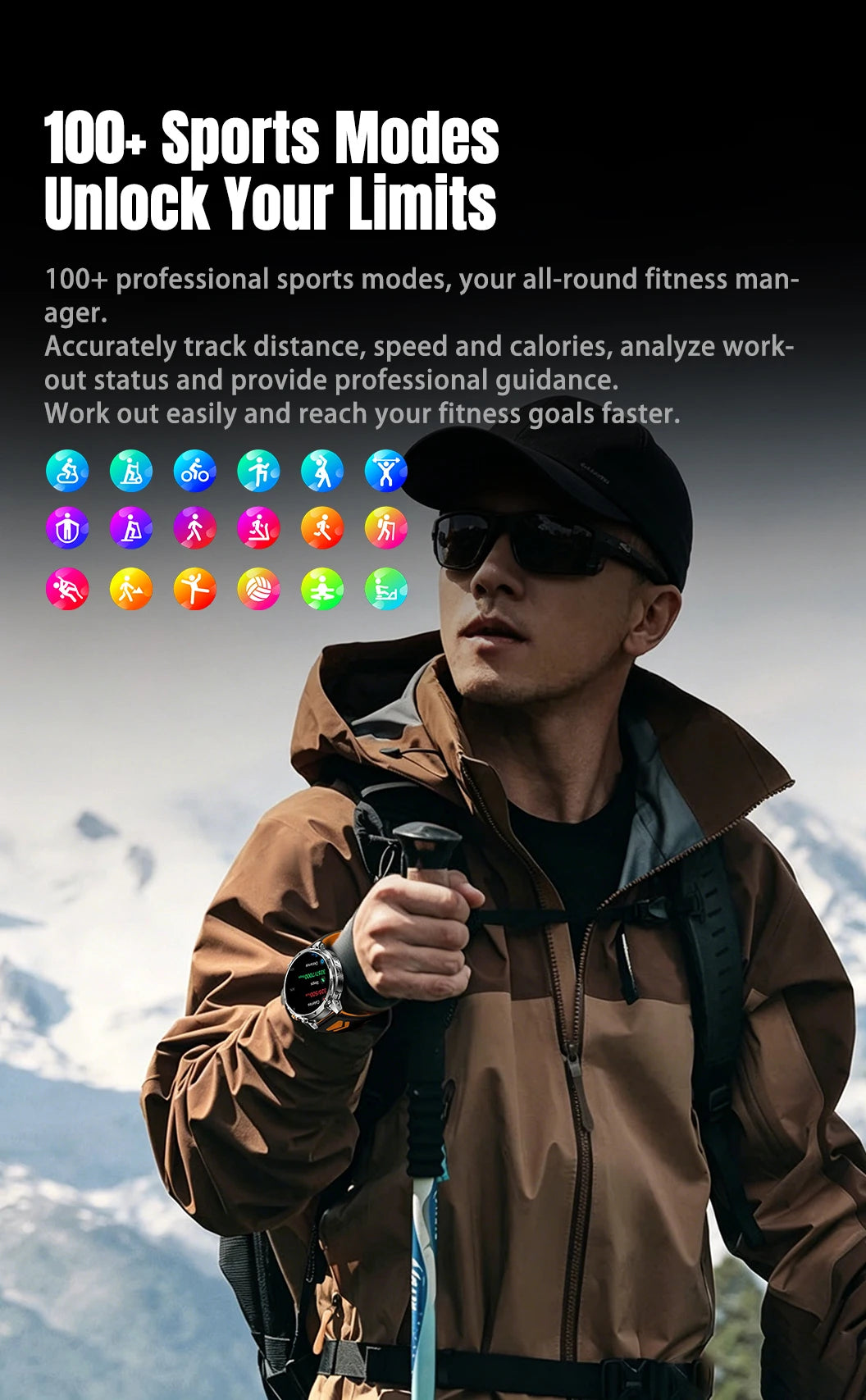New Military Men's Outdoor Sport Smart Watch 1400mAh Battery BT Call Flashlight IP68 Waterproof 1.7' HD Large Screen Men Watch