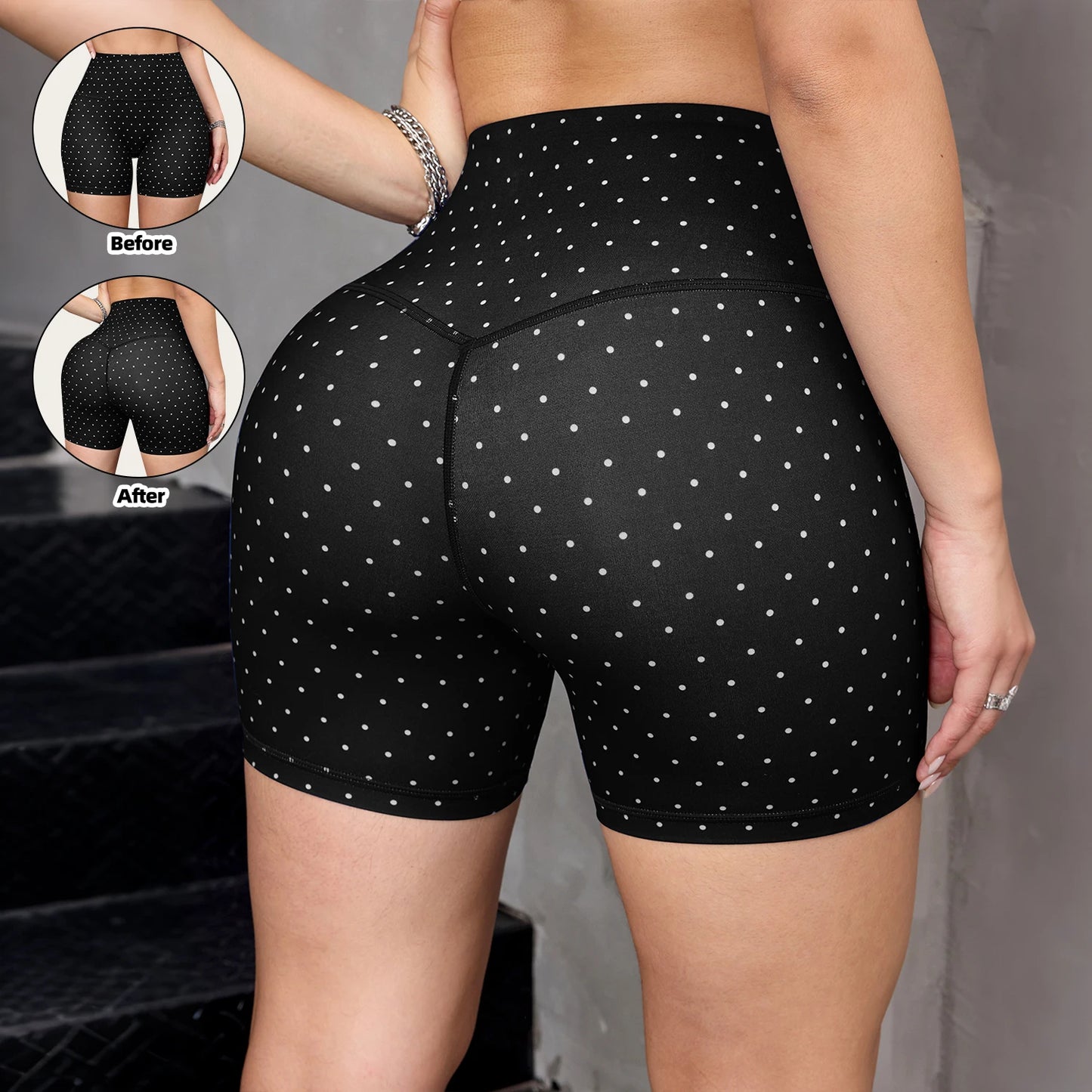  Women's Sexy Polka Dot Yoga Shorts Summer Casual Running Fitness Shorts Sportswear High Waist Tights Gym Outfit