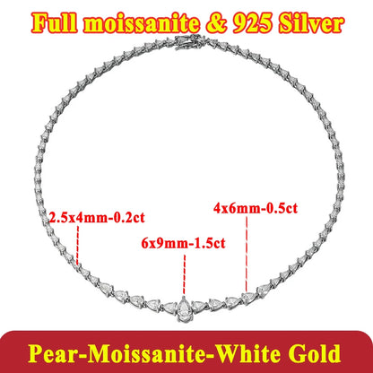 PureMax Luxury Pear Moissanite D VVS1 Color Diamond Wedding Necklace Bracelet for Women 925 Sterling Silver Engagement Jewelry