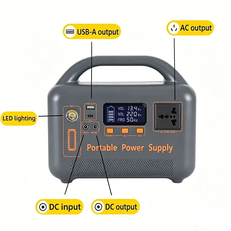 500W portable power station, solar generator 220V 384Wh 30Ah large capacity mobile power supply LiFePO4 emergency power supply