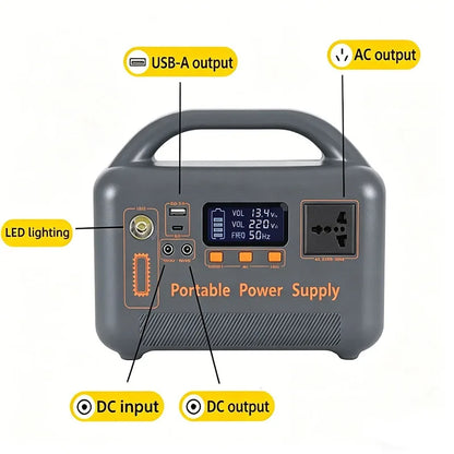 500W portable power station, solar generator 220V 384Wh 30Ah large capacity mobile power supply LiFePO4 emergency power supply