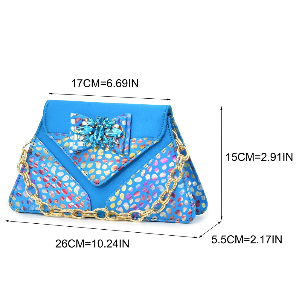 New Fashion Luxury Shoe and Bag Set for Party in Women Women Nigerian Italian Shoes and Bags Set Decorated with Rhinestone
