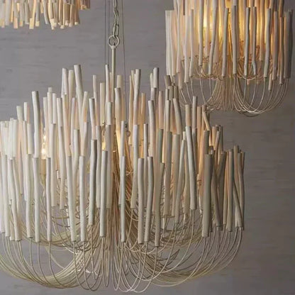 SANDYHA Modern Minimalist Pendant Lights Design RestaurantMulti Head Wooden Branches  Chandeliers Living Room Decoration