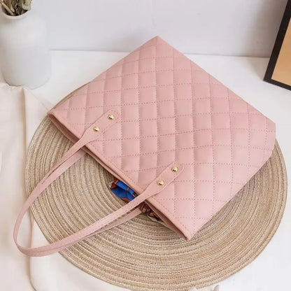 Trendy Large Capacity Embroidery Bag with Scarf Tote Bag Shoulder Bags PU Bucket Bag For Women