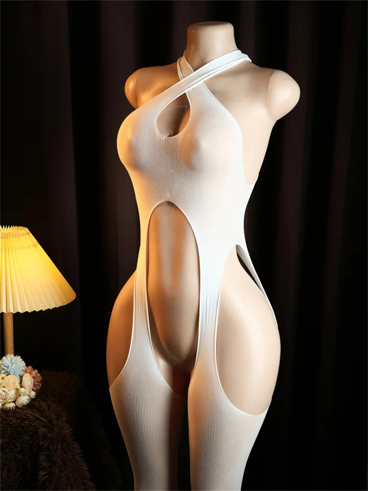 Sexy Lingerie Bdsm Body Stockings Crotchless Sex Tights Sheer Open Women Underwear Erotic Costume Teddy Babydoll Bodysuit