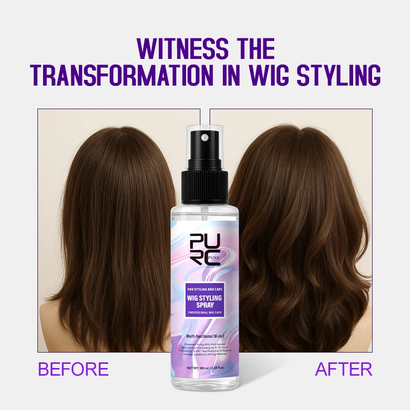 PURC Argan Oil Wig Hair Styling Spray for Women 450° Heat Protection Keratin Smooth Shiny Hair Treatment Hair Care 100ml