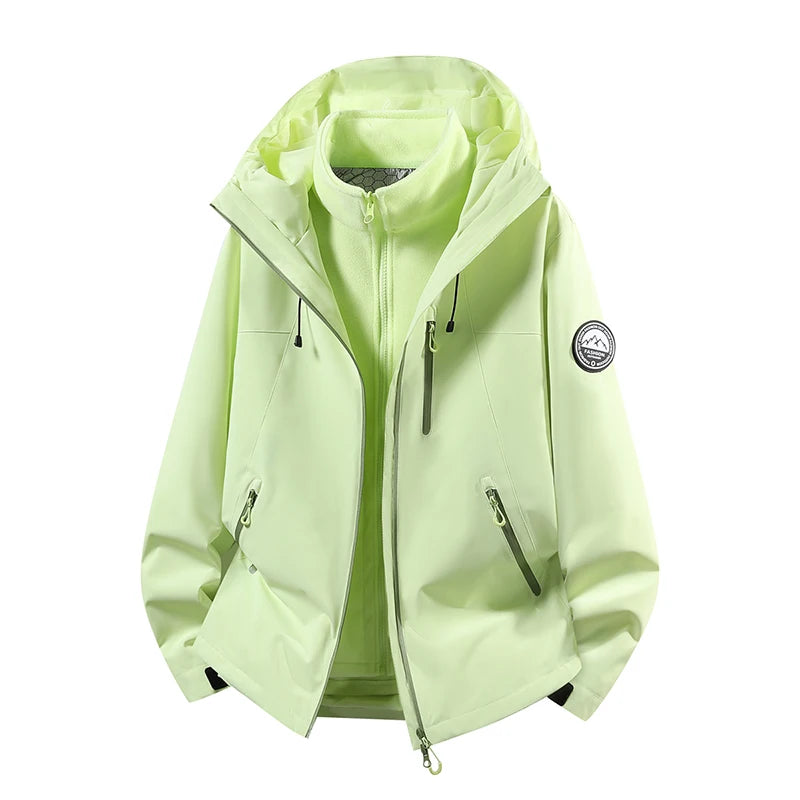 CHRLCK Men Women Hiking 3IN1 Jackets Waterproof Fleece Windproof Windbreaker Camping Climbing Trekking Outdoor Jacket Autumn