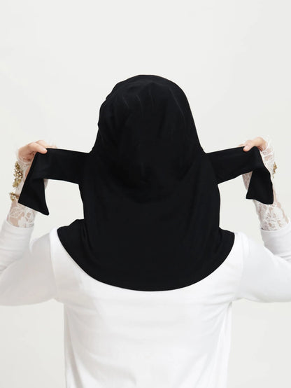 Ready To Wear Full Cover Inner Instant Hijab Premium Quality Jersey Scarf With Tie Back Buttons Muslim Women Turban Caps