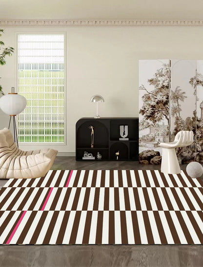 Light Luxury Black and White Striped Rug Modern Large Area Living Room Sofa Rugs Simple Bedroom Decor Carpet Home Room Carpets