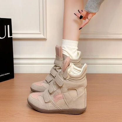 2026 Summer New Invisible Height-Boosting Color-Block Retro Versatile Sporty Casual High-Top Shoes for Women