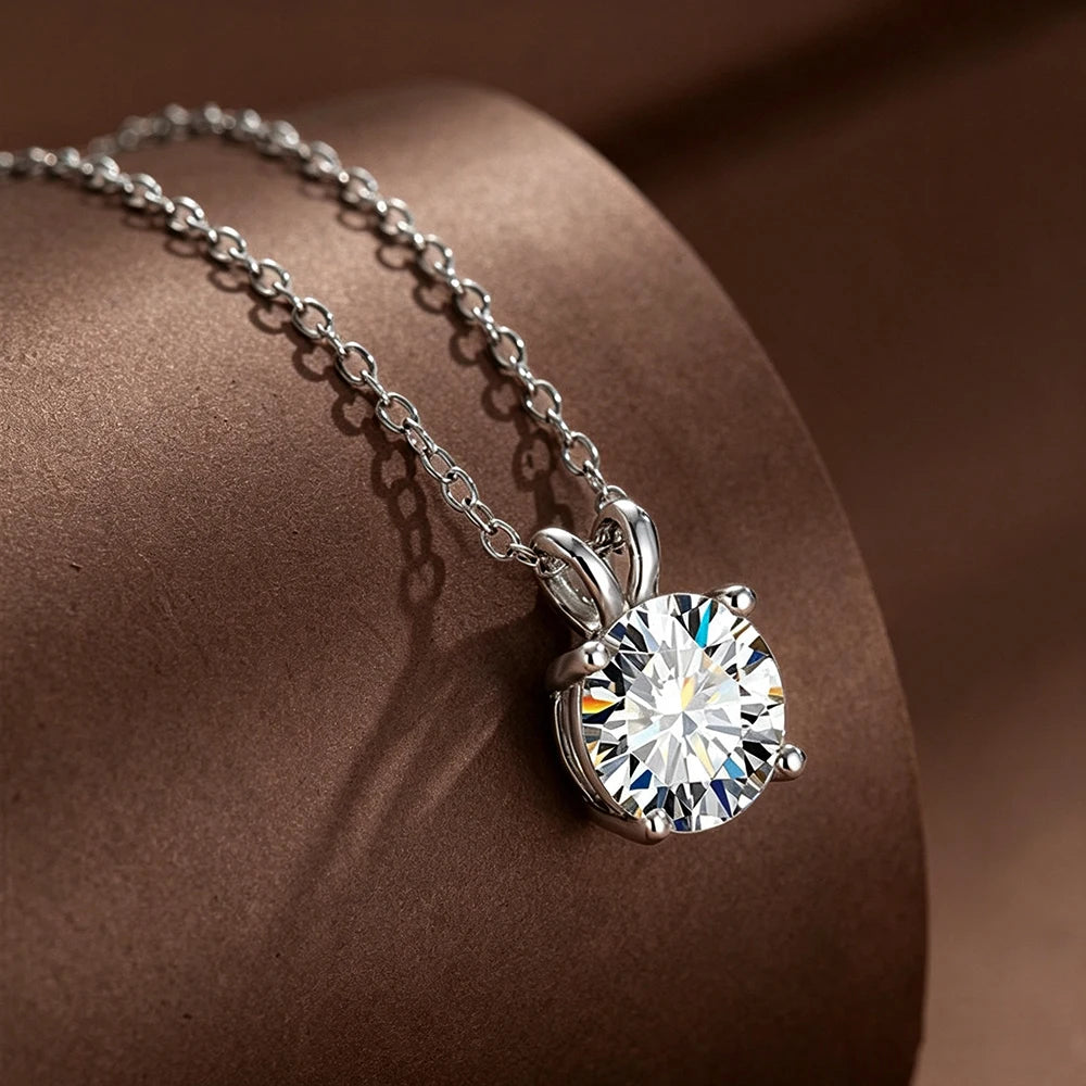BXINY 1-5CT Brilliant Round Cut Moissanite Pendant Necklace Pure S925 Silver Certified Solitaire Diamond Neck Chain Gift Jewelry