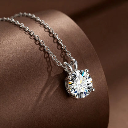 BXINY 1-5CT Brilliant Round Cut Moissanite Pendant Necklace Pure S925 Silver Certified Solitaire Diamond Neck Chain Gift Jewelry