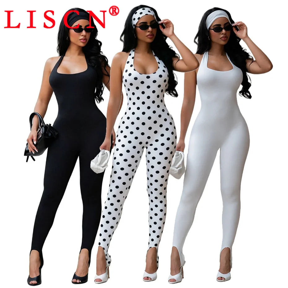 10 Wholesale Rompers Women Sleeveless Halter Lace Up Backless Jumpsuits Sexy Foot-pressing Y2k Fashion Clothing K17113