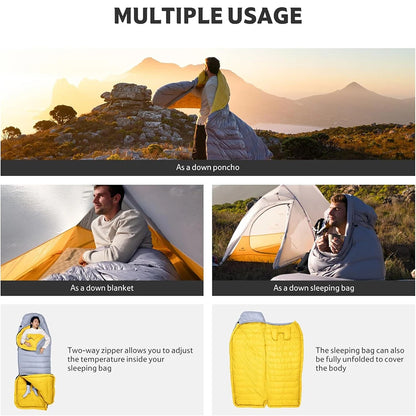 Naturehike CW700 Envelope Duck Down Sleeping Bag Winter Warm 650FP Down Sleeping Bag Camping Hiking Ultralight Sleeping Bag for Men & Women