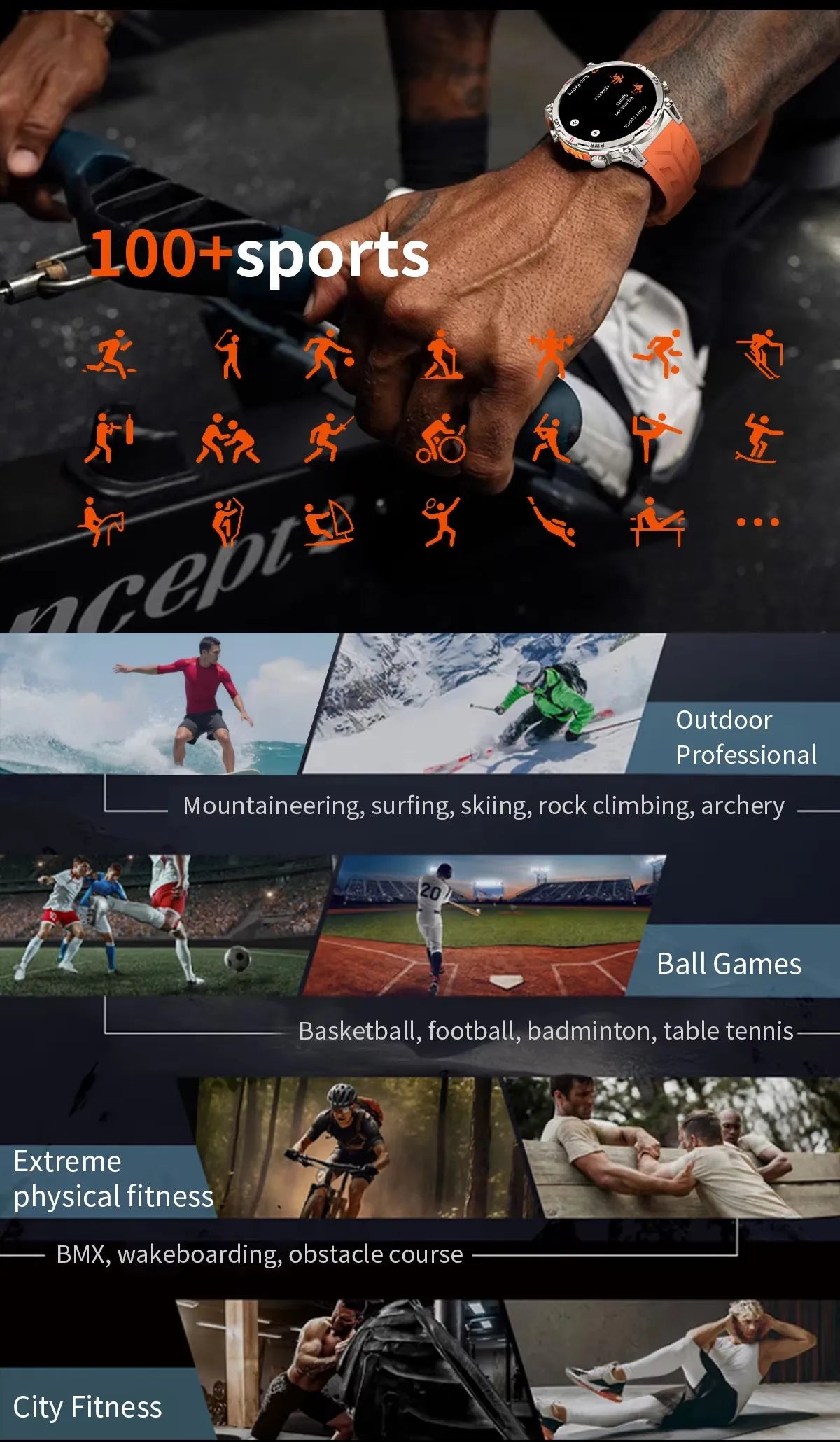 Men KC93 Smart Watch 1.56inch AMOLED GPS Positioning Outdoors Sports Fitness Tracker Bluetooth Calling Large Battery Smartwatch