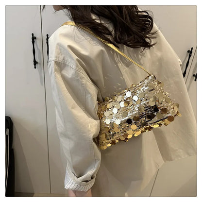 Sequin Evening Party Shoulder Bags for Women Lightweight Portable Ladies strap Crossbody Bag Solid Color fashion Female Handbag