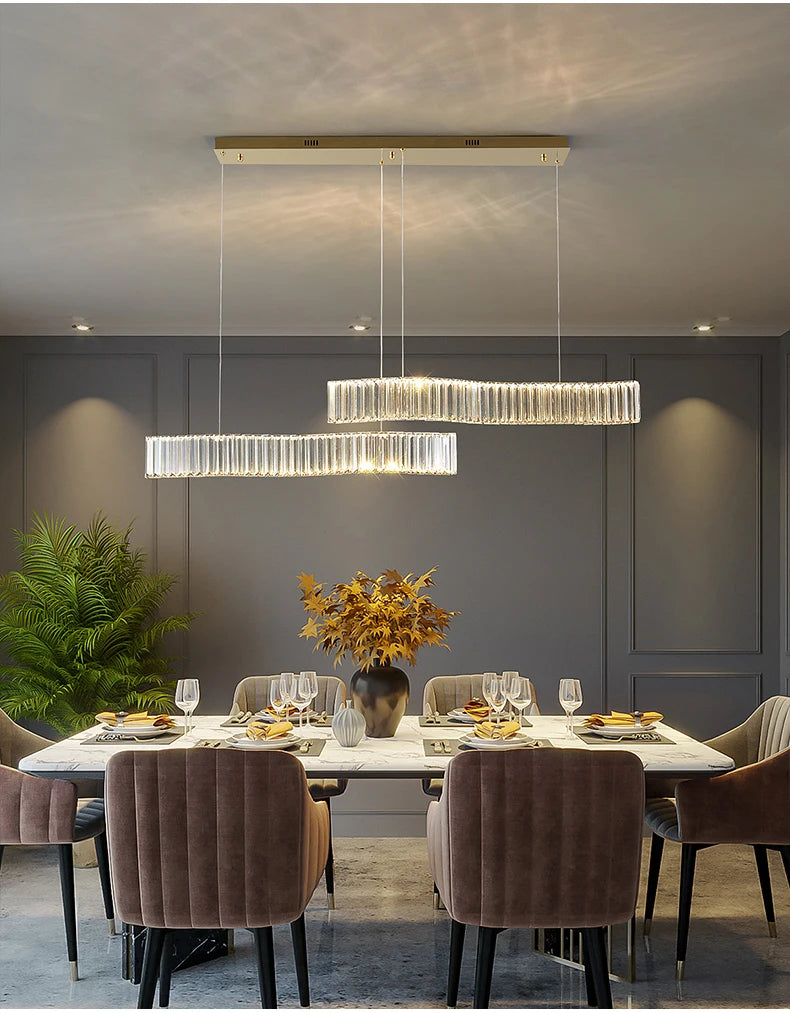 Modern Luxury LED Crystal Pendant Lights Villa Dining Room Kitchen Lighting Lustre Decor Chandeliers Indoor Bar Lights Fixture