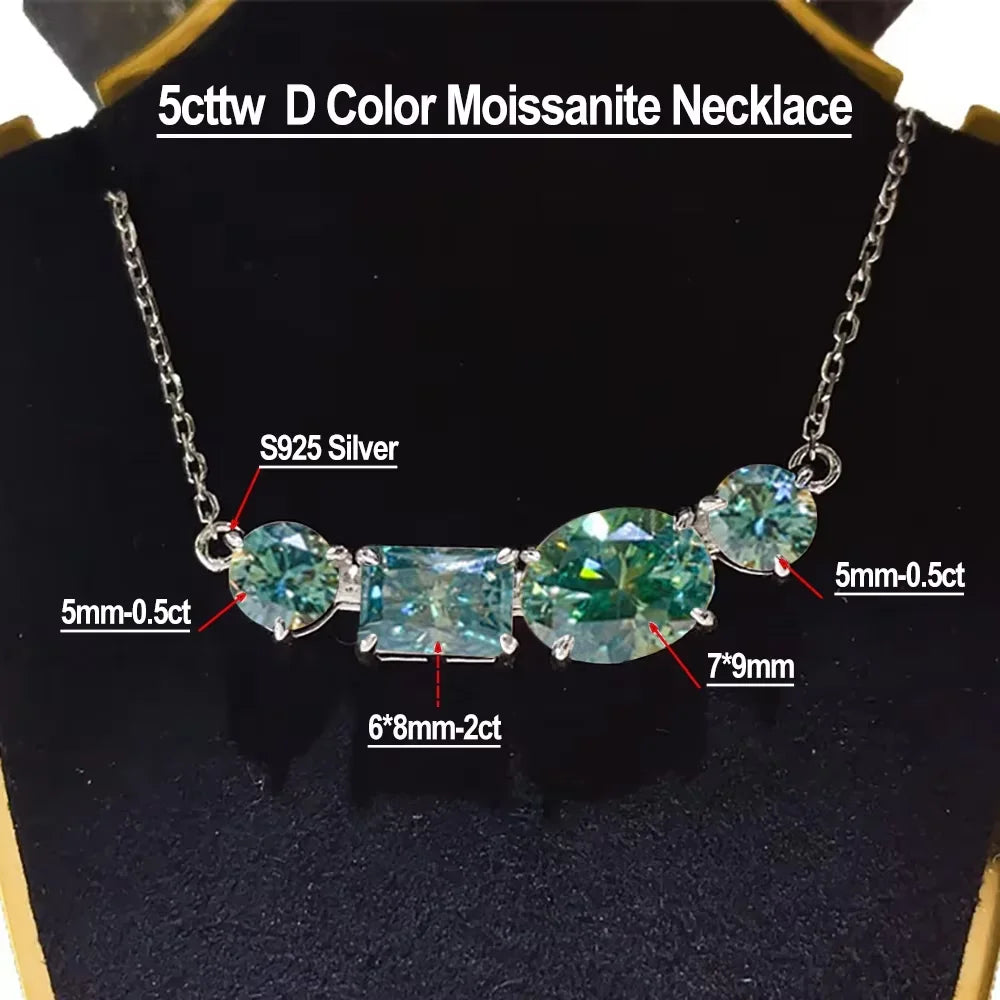 Serenity 5cttw D Color Moissanite Pendant Necklace for Women 100% S925 Sterling Silver Plated 18K Lab Diamond Neck Chain Jewelry