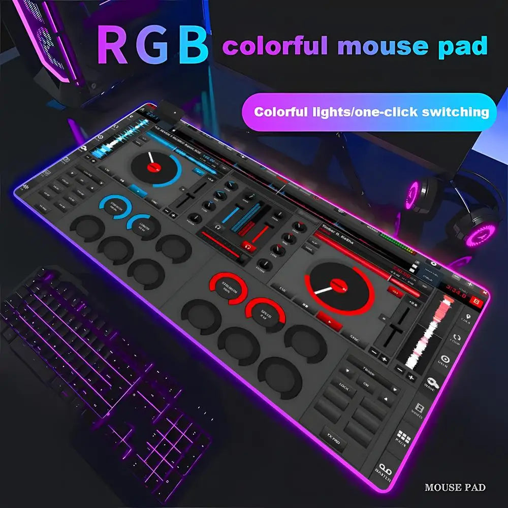 RGB Radio Dj Workbench Mouse Pad Gamer HD Large HD HYBXAXC Desk Mats MousePads Natural Rubber Carpet Anti Slip Laptop Mice Pad