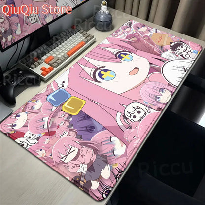 Anime HD Print Mouse Pad Bocchi The Rock Large Gaming Mousepad Rubber Computer Mouse Mat Gamer Locking Edge Accessories Non-slip