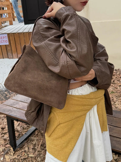 Suede Cowhide fashion ladeis shoulder cross brown bags luxury designer women coffe handbags angola red