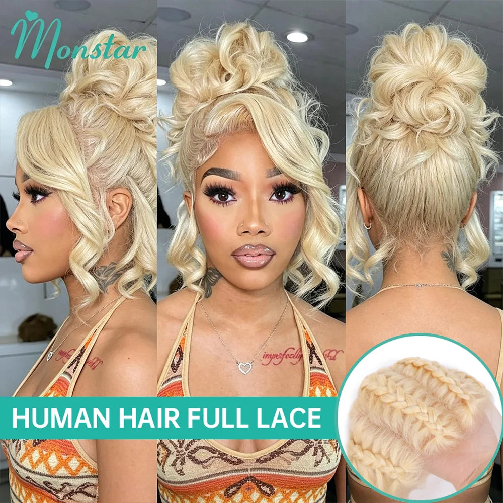Human Hair Full Lace Blonde Lace Front Wig Human Hair 360 Lace Frontal Wig 613 13x6 Hd Lace Frontal Wig Brazilian Body Wave Wigs