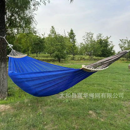 Single Person Ice Silk Mesh Hammock Anti-rollover Portable Outdoor Camping Hammock Breathable Net Swing Bed