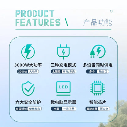 3600W High Power 220V Solar Portable Power Station Safe Stable Outdoor Emergency Generator Customizable