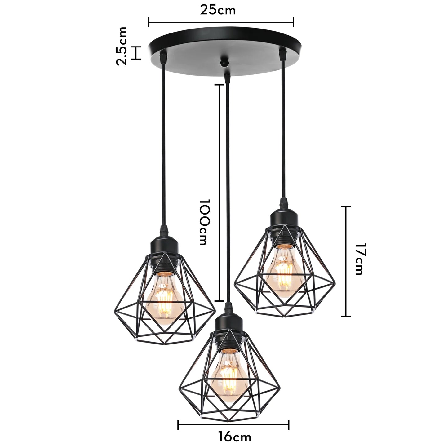 3 Heads Vintage Pendant Lights Wood Hanging Lamp Chandelier Industrial for Loft Dinning Living Room Kitchen Lighting Fixture LED
