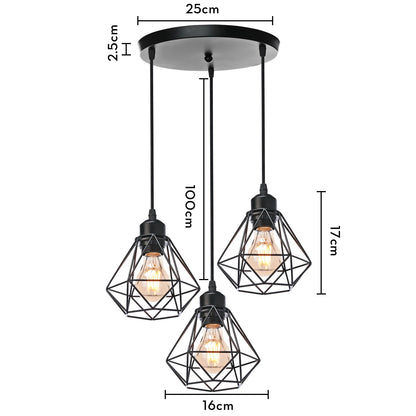 3 Heads Vintage Pendant Lights Wood Hanging Lamp Chandelier Industrial for Loft Dinning Living Room Kitchen Lighting Fixture LED