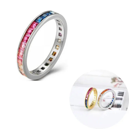 24K Gold Plated Colorful Crystal Gold Rings Turquoise Engagement Wedding Anniversary Ring Light Luxury Fashion Jewelry Gifts A40
