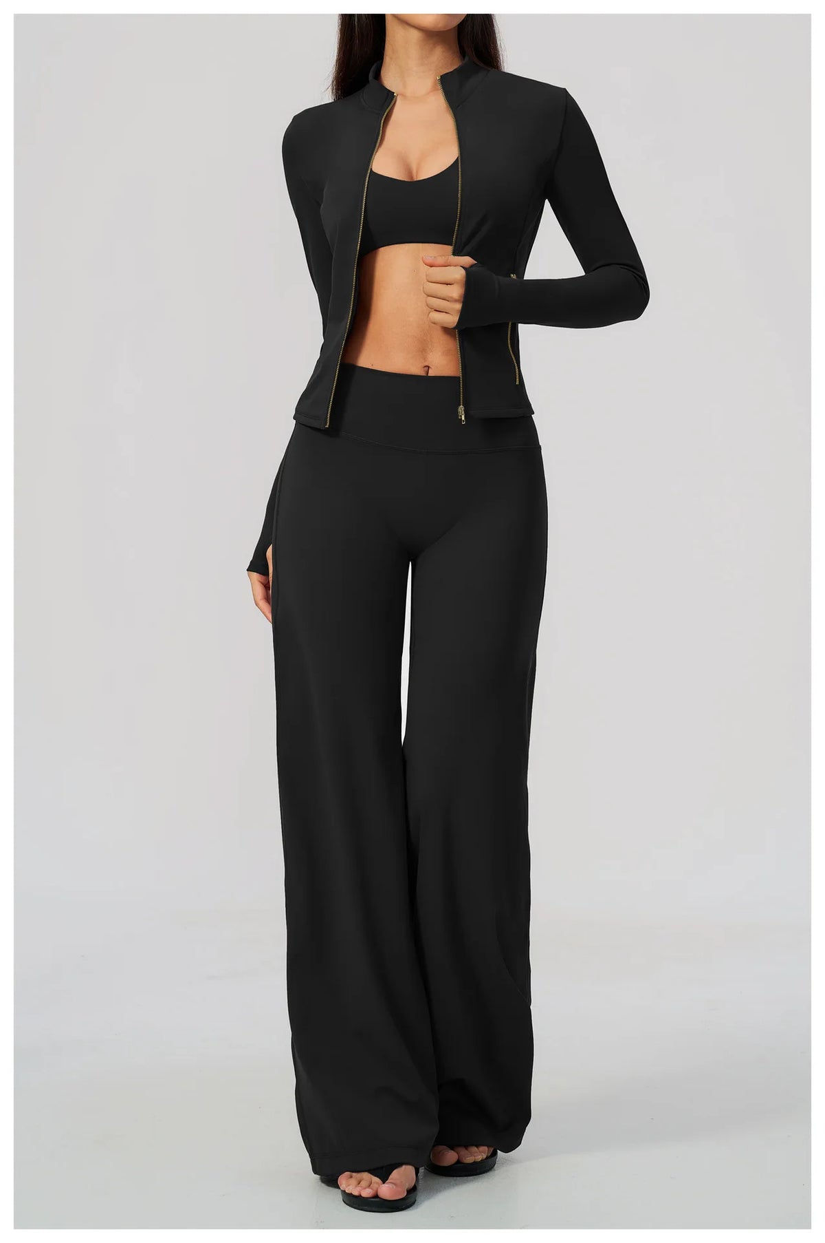 Yoga Set 3PCS Women's Tracksuit Workout Outfit Zipper Fitness Long Sleeved Sports Set Gym Clothes Female Sports Bra Yoga Outfits