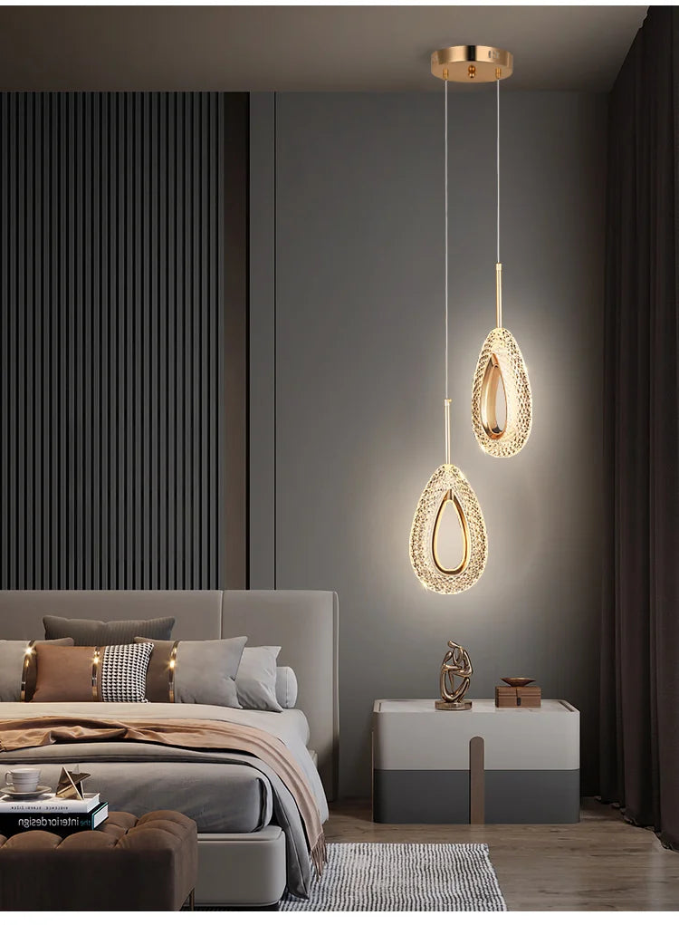 Modern Crystal LED Pendant Lamps Indoor Lighting For Home Decor Led Lights Living Room Bedroom Bedside Hanging Lamp