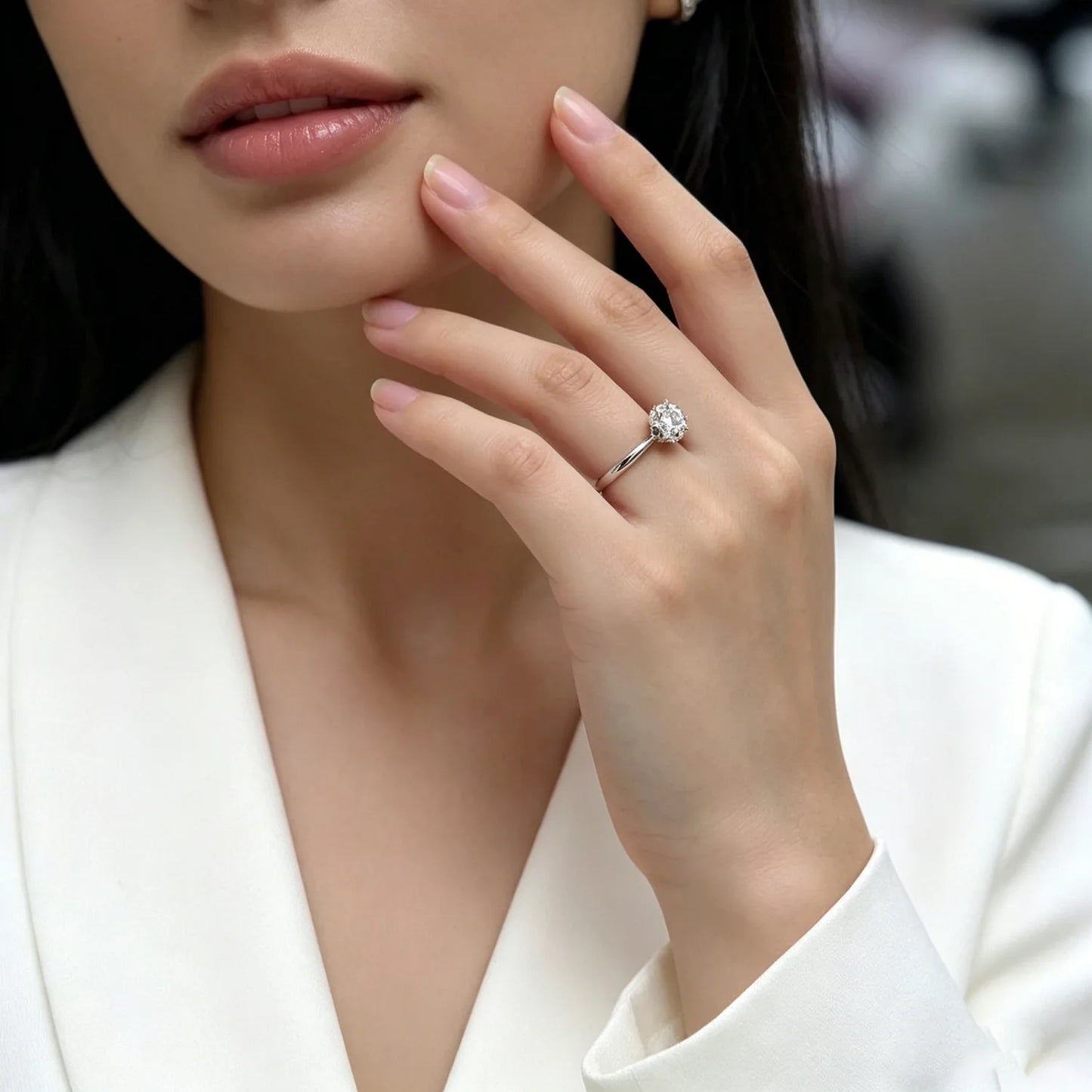 S925 pure silver simple men's and women's rings, light luxury versatile rings, moissanite six claw rings, romantic jewelry gifts, Valentine's Day classroom gifts, wedding engagement anniversary gifts, girlfriends' Valentine's