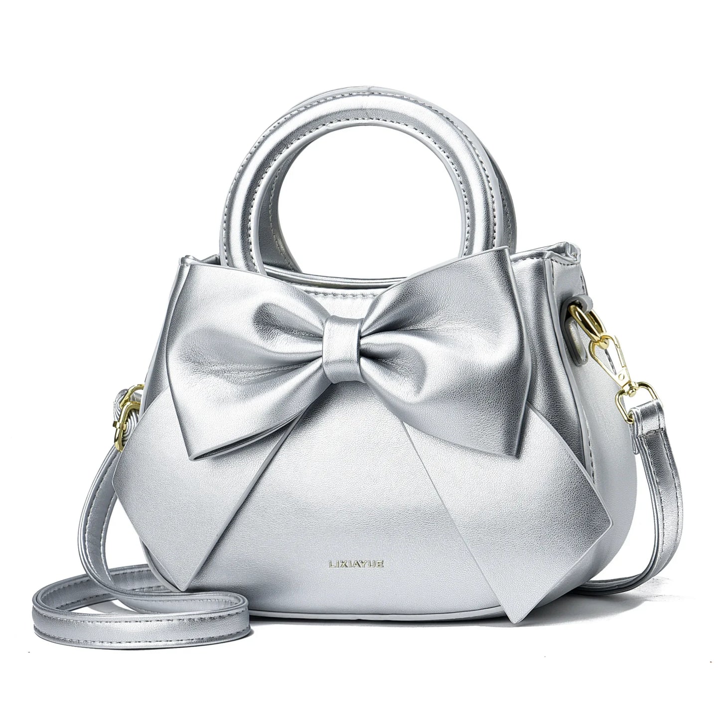 New Fashion Casual Handbags for Women Cute Bow Black White Blue PU Handbags Trendy Daily Shoulder Underarm Bags Bolsa Feminina