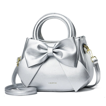 New Fashion Casual Handbags for Women Cute Bow Black White Blue PU Handbags Trendy Daily Shoulder Underarm Bags Bolsa Feminina