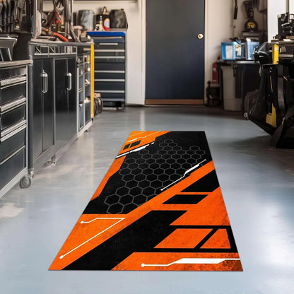 VIKAMA Cool Mecha Motorcycle Display Rug: Durable, Stain-Resistant Hallway and Aisle Mat for Motorcycle Parking and Home Decor